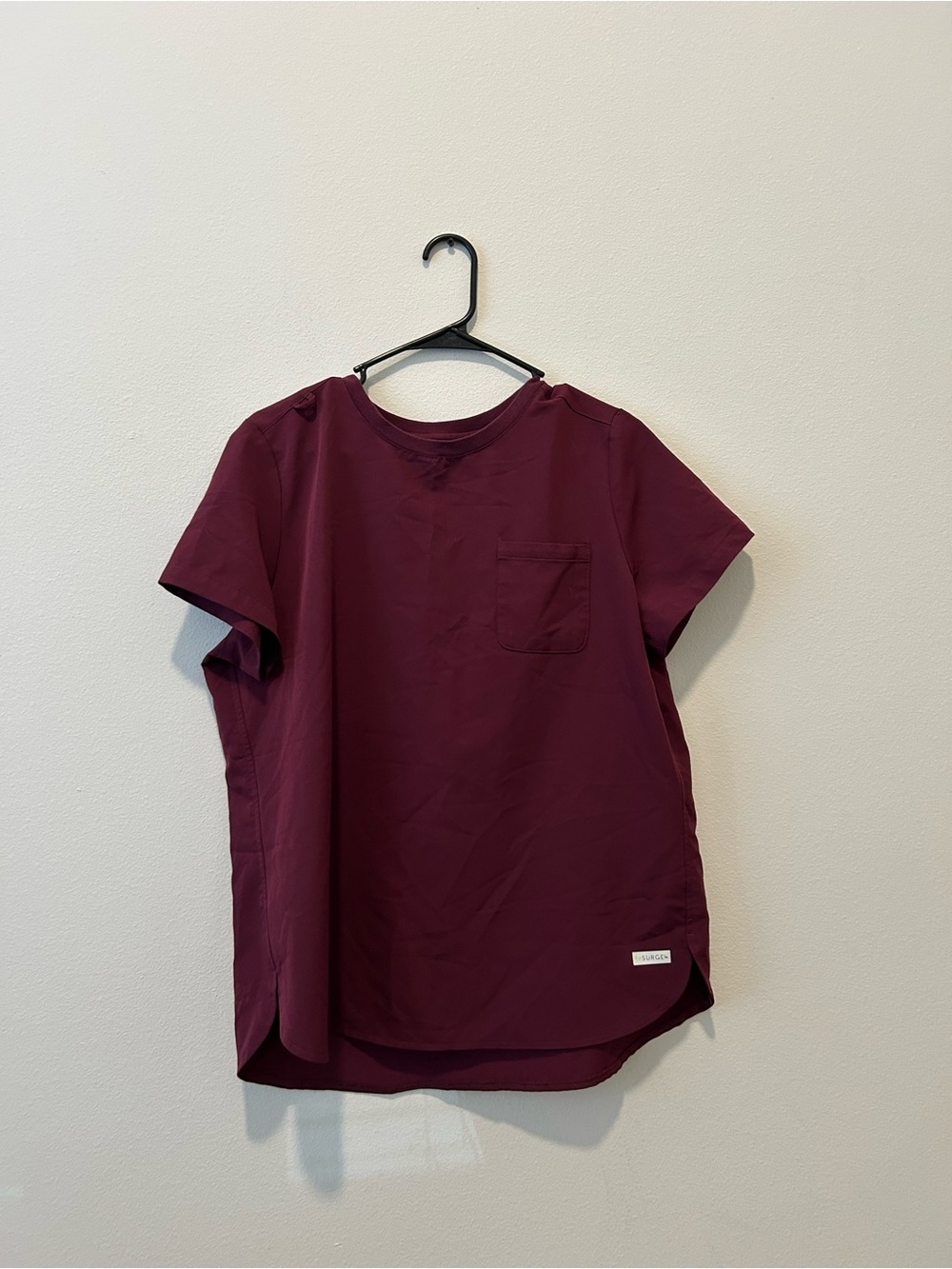 Relaxed Short Sleeve Scrub top in Deep Burgundy